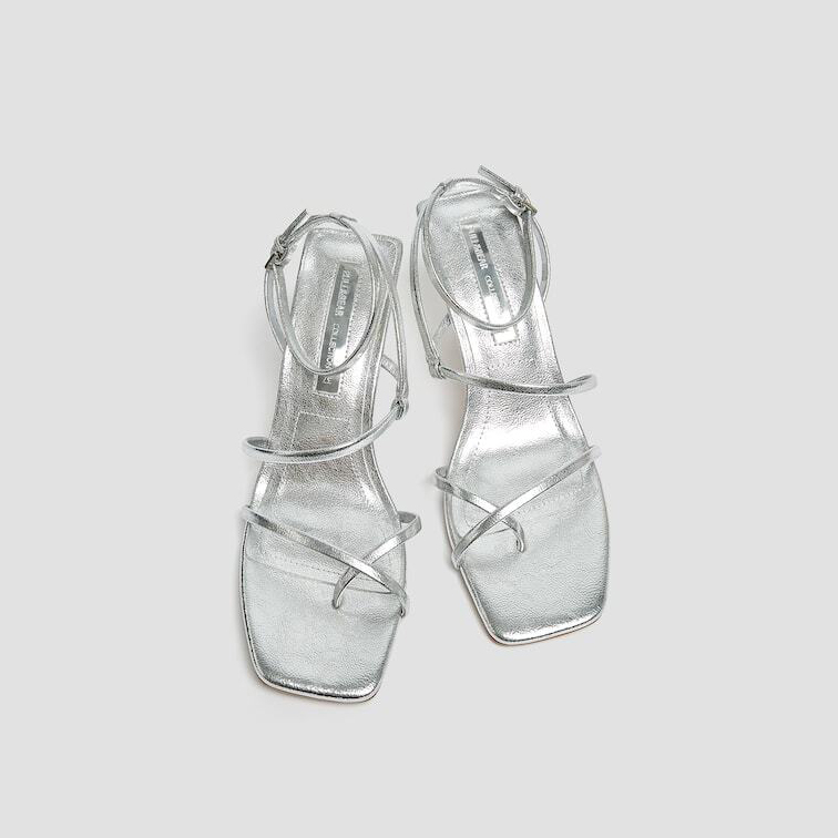 Pull&Bear – Strappy silver high-heel sandals – 949.000 VND.